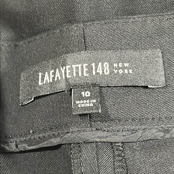 LAFAYETTE 148 Menswear Pants Virgin Wool Wide-Leg Trousers Black size 10 Stretch - Picture 5 of 16